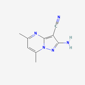 2-amino-5,7-dimethylpyrazolo[1,5-a]pyrimidine-3-carbonitrile structure, CAS 112590-47-3