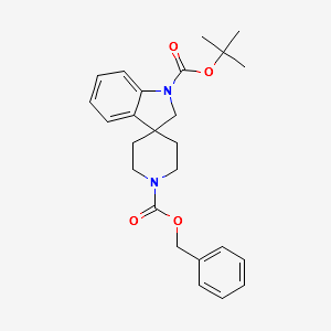 1'-benzyl 1-tert-butyl spiro[indoline-3,4'-piperidine]-1,1'-dicarboxylate structure, CAS 676607-30-0