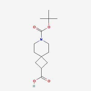 7-(tert-butoxycarbonyl)-7-azaspiro[3.5]nonane-2-carboxylic acid structure, CAS 873924-12-0