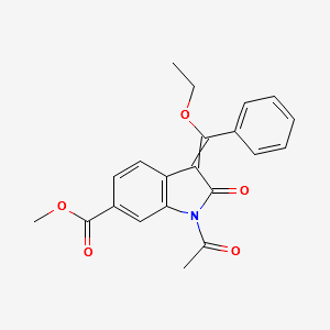 1-Acetyl-3-(ethoxyphenylmethylene)-2,3-dihydro-2-oxo-1H-indole-6-carboxylic acid methyl ester structure, CAS 1175365-43-1