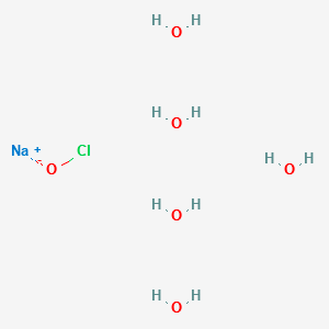 Hypochlorous acid, sodium salt, pentahydrate structure, CAS 10022-70-5