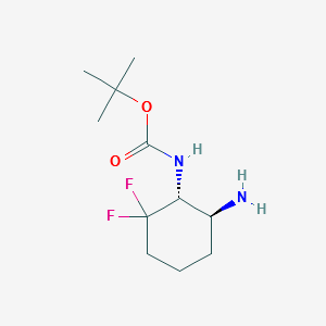 tert-butyl ((1R,6S)-6-amino-2,2-difluorocyclohexyl)carbamate structure, CAS 1109284-47-0