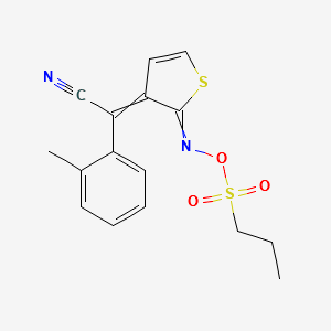 Benzeneacetonitrile, 2-methyl-α-[2-[[(propylsulfonyl)oxy]imino]-3(2H)-thienylidene]- structure, CAS 852246-55-0