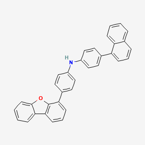 Benzenamine, 4-(4-dibenzofuranyl)-N-[4-(1-naphthalenyl)phenyl]- structure, CAS 2097371-73-6