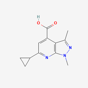 6-Cyclopropyl-1,3-dimethyl-pyrazolo[3,4-b]pyridine-4-carboxylic acid structure, CAS 886503-63-5