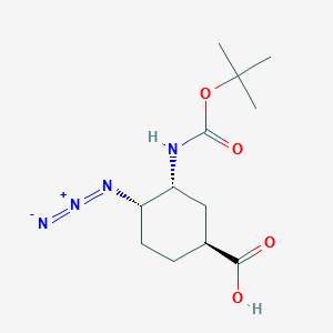 Cyclohexanecarboxylic acid, 4-azido-3-[[(1,1-dimethylethoxy)carbonyl]amino]-, (1S,3R,4S)- structure, CAS 365997-67-7