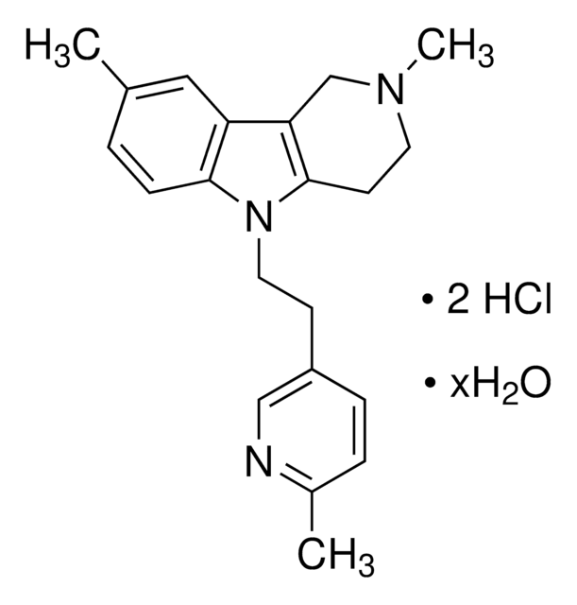 2,3,4,5-Tetrahydro-2,8-dimethyl-5-[2-(6-methyl-3-pyridyl)ethyl]-1H-pyrido[4,3-b]indole dihydrochloride structure, CAS 97657-92-6
