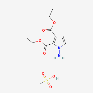 1H-Pyrrole-2,3-dicarboxylic acid, 1-amino-, 2,3-diethyl ester, methanesulfonate (1:1) structure, CAS 1408064-97-0