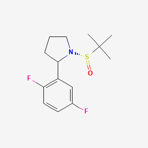 Pyrrolidine, 2-(2,5-difluorophenyl)-1-[(S)-(1,1-dimethylethyl)sulfinyl]-, (2R)- structure, CAS 1443538-31-5