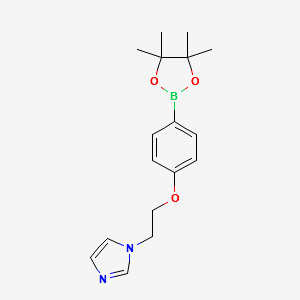 1-{2-[4-(4,4,5,5-tetramethyl-1,3,2-dioxaborolan-2-yl)phenoxy]ethyl}imidazole structure, CAS 1201790-12-6