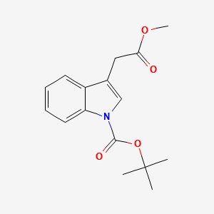 tert-butyl 3-(2-methoxy-2-oxoethyl)-1H-indole-1-carboxylate structure, CAS 370562-34-8