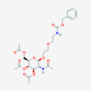 (2R,3R,4R,5R,6R)-5-acetaMido-2-(acetoxyMethyl)-6-(2-(2-(benzyloxycarbonylaMino)ethoxy)ethoxy)tetrahydro-2H-pyran-3,4-diyl diacetate structure, CAS 1261568-35-7