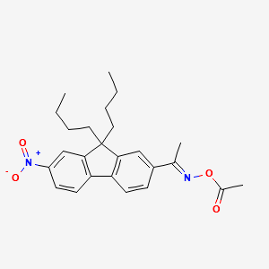 Ethanone, 1-(9,9-dibutyl-7-nitro-9H-fluoren-2-yl)-, O-acetyloxime structure, CAS 1477457-22-9