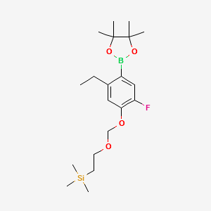 (2-ETHYL-5-FLUORO-4-((2-(TRIMETHYLSILYL)ETHOXY)METHOXY)PHENYL)BORONIC ACID PINACOL ESTER structure, CAS 1421503-40-3