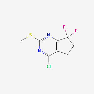 5H-Cyclopentapyrimidine, 4-chloro-7,7-difluoro-6,7-dihydro-2-(methylthio)- structure, CAS 1644414-78-7