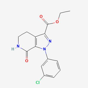 1H-Pyrazolo[3,4-c]pyridine-3-carboxylic acid, 1-(3-chlorophenyl)-4,5,6,7-tetrahydro-7-oxo-, ethyl ester structure, CAS 630383-56-1