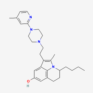 4H-Pyrrolo[3,2,1-ij]quinolin-8-ol, 4-butyl-5,6-dihydro-2-methyl-1-[2-[4-(4-methyl-2-pyridinyl)-1-piperazinyl]ethyl]- structure, CAS 148490-22-6