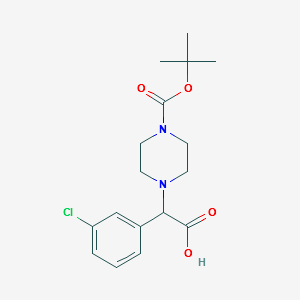 4-[CARBOXY-(3-CHLORO-PHENYL)-METHYL]-PIPERAZINE-1-CARBOXYLIC ACID TERT-BUTYL ESTER HYDROCHLORIDE structure, CAS 885272-99-1