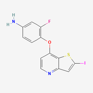 3-fluoro-4-(2-iodothieno[3,2-b]pyridin-7-yloxy)benzenamine structure, CAS 918643-41-1
