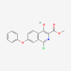 methyl 1-chloro-4-hydroxy-7-phenoxyisoquinoline-3-carboxylate structure, CAS 1421312-33-5