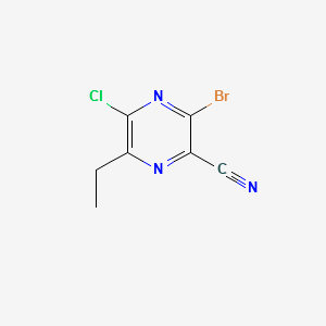 3-bromo-5-chloro-6-ethylpyrazine-2-carbonitrile structure, CAS 2043020-03-5