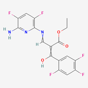 benzenepropanoic acid, α-[[(6-amino-3,5-difluoro-2-pyridinyl)amino]methylene]-2,4,5-trifluoro-β-oxo-, ethyl ester structure, CAS 875712-88-2