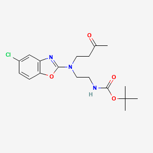 tert-butyl 2-((5-chlorobenzo[d]oxazol-2-yl)(3-oxobutyl)aMino)ethylcarbaMate structure, CAS 1276666-10-4