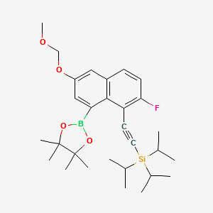 1,3,2-Dioxaborolane, 2-[7-fluoro-3-(methoxymethoxy)-8-[2-[tris(1-methylethyl)silyl]ethynyl]-1-naphthalenyl]-4,4,5,5-tetramethyl- structure, CAS 2621932-37-2