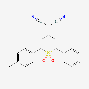 2-(4-METHYLPHENYL)-6-PHENYL-4H-THIOPYRAN-4-YLIDENE-PROPANEDINITRIL-1,1-DIOXIDE structure, CAS 135215-38-2