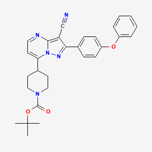tert-butyl 4-(3-cyano-2-(4-phenoxyphenyl)pyrazolo[1,5-a]pyrimidin-7-yl)piperidine-1-carboxylate structure, CAS 2190506-55-7