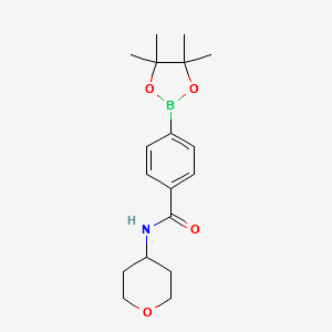 N-(tetrahydro-2H-pyran-4-yl)-4-(4,4,5,5-tetramethyl-1,3,2-dioxaborolan-2-yl)benzamide structure, CAS 656239-37-1