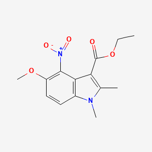 Ethyl 5-methoxy-1,2-dimethyl-4-nitroindole-3-carboxylate structure, CAS 52535-61-2