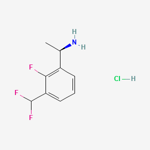 (R)-1-(3-(difluoromethyl)-2-fluorophenyl)ethan-1-amine hydrochloride structure, CAS 2569698-42-4
