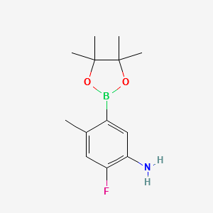 2-fluoro-4-methyl-5-(4,4,5,5-tetramethyl-1,3,2-dioxaborolan-2-yl)benzenamine structure, CAS 1012880-11-3