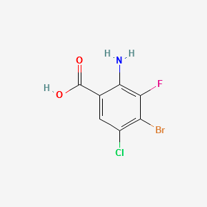 2-AMINO-4-BROMO-5-CHLORO-3-FLUOROBENZOIC ACID structure, CAS 1698027-17-6