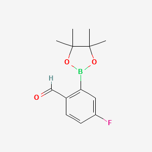 4-Fluoro-2-(4,4,5,5-tetramethyl-1,3,2-dioxaborolan-2-yl)benzaldehyde structure, CAS 1844839-22-0