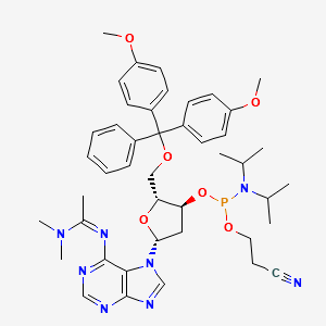 Ethanimidamide, N'-[7-[5-O-[bis(4-methoxyphenyl)phenylmethyl]-3-O-[[bis(1-methylethyl)amino](2-cyanoethoxy)phosphino]-2-deoxy-β-D-erythro-pentofuranosyl]-7H-purin-6-yl]-N,N-dimethyl- structure, CAS 220252-91-5