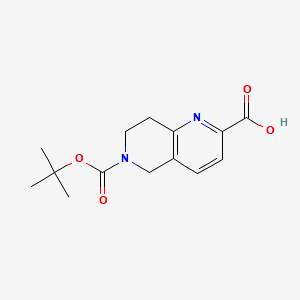 6-(TERT-BUTOXYCARBONYL)-5,6,7,8-TETRAHYDRO-1,6-NAPHTHYRIDINE-2-CARBOXYLIC ACID structure, CAS 259809-49-9