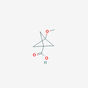 3-methoxybicyclo[1.1.1]pentane-1-carboxylic acid structure, CAS 156329-86-1