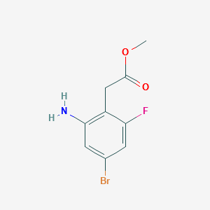 methyl 2-(2-amino-4-bromo-6- fluorophenyl)acetate structure, CAS 2092799-68-1