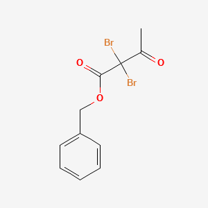 Benzyl-2,2-dibromo-3-oxobutanoate structure, CAS 362610-30-8