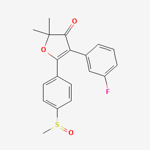 4-(3-fluorophenyl)-2,2-dimethyl-5-(4-(methylsulfinyl)phenyl) furan-3(2H)-one structure, CAS 301693-70-9