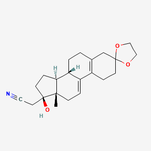 19-Norpregna-5(10),9(11)-diene-21-nitrile, 3,3-[1,2-ethanediylbis(oxy)]-17-hydroxy-, (17α)- structure, CAS 190662-30-7
