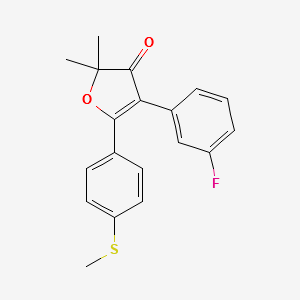 4-(3-fluorophenyl)-2,2-dimethyl-5-(4-(methylthio)phenyl)furan-3(2H)-one structure, CAS 301693-50-5