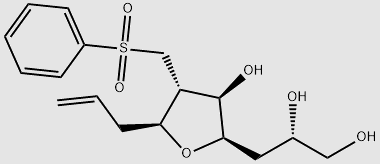 (S)-3-((2R,3R,4R,5S)-5-allyl-3-hydroxy-4-((phenylsulfonyl)methyl)tetrahydrofuran-2-yl)propane-1,2-diol structure, CAS 871348-10-6