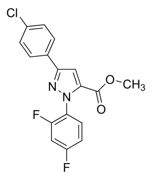 1H-Pyrazole-3-carboxylic acid, 5-(4-chlorophenyl)-1-(2,4-difluorophenyl)-4-methyl structure, CAS 1633936-22-7