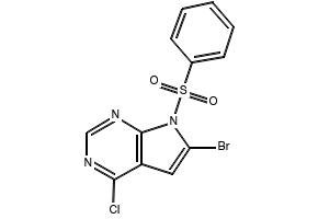 6-broMo-4-chloro-7-(phenylsulfonyl)-7H-pyrrolo[2,3-d]pyriMidine structure, CAS 784150-40-9