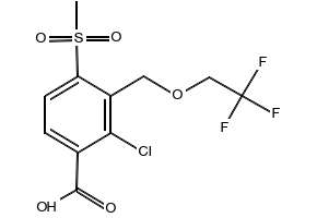 2-chloro-4-methanesulfonyl-3-[(2,2,2-trifluoroethoxy)methyl]benzoic acid structure, CAS 120100-77-8