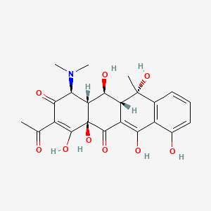 1,11(4H,5H)-Naphthacenedione, 2-acetyl-4-(dimethylamino)-4a,5a,6,12a-tetrahydro-3,5,6,10,12,12a-hexahydroxy-6-methyl-, (4S,4aR,5S,5aR,6S,12aS)- structure, CAS 7647-65-6