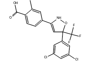 4-[5-(3,5-dichlorophenyl)-5-(trifluoromethyl)-4,5-dihydro-1,2-oxazol-3-yl]-2-methylbenzoic acid structure, CAS 864725-62-2